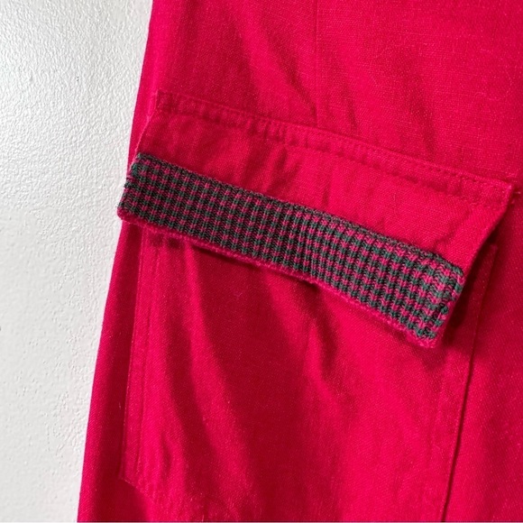 [SOLD] Red Linen & Cotton Fold over Waist Wide Leg Palazzo Pants size XS - Picture 10 of 12